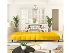 Sofá-cama de 2 lugares veludo amarelo PT621089