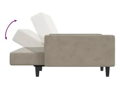 Sofá-cama de 2 lugares veludo cinzento-claro