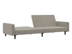 Sofá-cama de 2 lugares veludo cinzento-claro