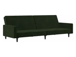 Sofá-cama de 2 lugares veludo verde-escuro PT629484