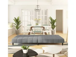 Sofá-cama de 2 lugares veludo cinzento-claro PT167947