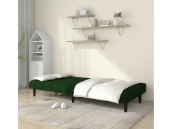 Sofá-cama de 2 lugares veludo verde-escuro PT169287
