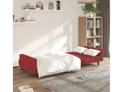Sofá-cama de 2 lugares veludo vermelho tinto PT329052