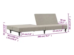 Sofá-cama de 2 lugares veludo cinzento-claro