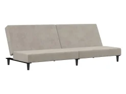 Sofá-cama de 2 lugares veludo cinzento-claro