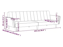Sofá-cama de 2 lugares veludo cinzento-escuro