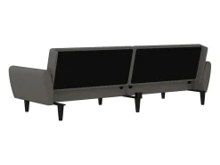 Sofá-cama de 2 lugares veludo cinzento-escuro