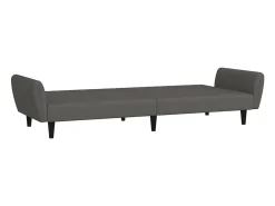 Sofá-cama de 2 lugares veludo cinzento-escuro