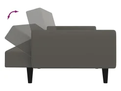 Sofá-cama de 2 lugares veludo cinzento-escuro