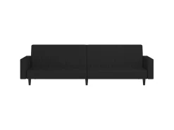 Sofá-cama de 2 lugares veludo preto