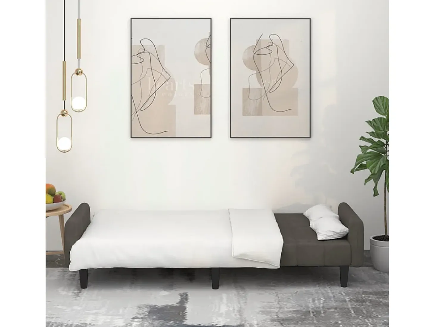 Sofá-cama de 2 lugares veludo cinzento-escuro PT699887