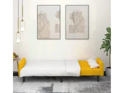 Sofá-cama de 2 lugares veludo amarelo PT581153