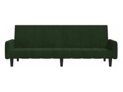 Sofá-cama de 2 lugares veludo verde-escuro PT236995