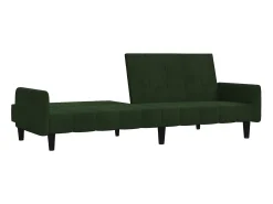 Sofá-cama de 2 lugares veludo verde-escuro PT236995