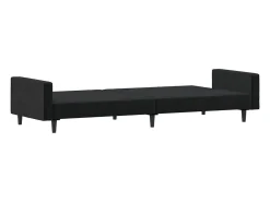 Sofá-cama de 2 lugares veludo preto