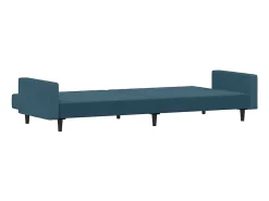 Sofá-cama de 2 lugares veludo azul