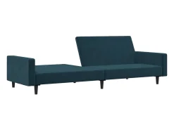 Sofá-cama de 2 lugares veludo azul
