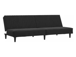 Sofá-cama de 2 lugares veludo preto PT922827