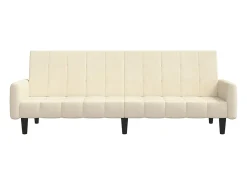 Sofá-cama de 2 lugares veludo cor creme PT737270