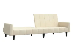 Sofá-cama de 2 lugares veludo cor creme PT737270
