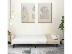 Sofá-cama de 2 lugares veludo cor creme PT737270