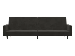 Sofá-cama de 2 lugares veludo cinzento-escuro PT255144