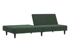 Sofá-cama de 2 lugares veludo verde-escuro PT605605