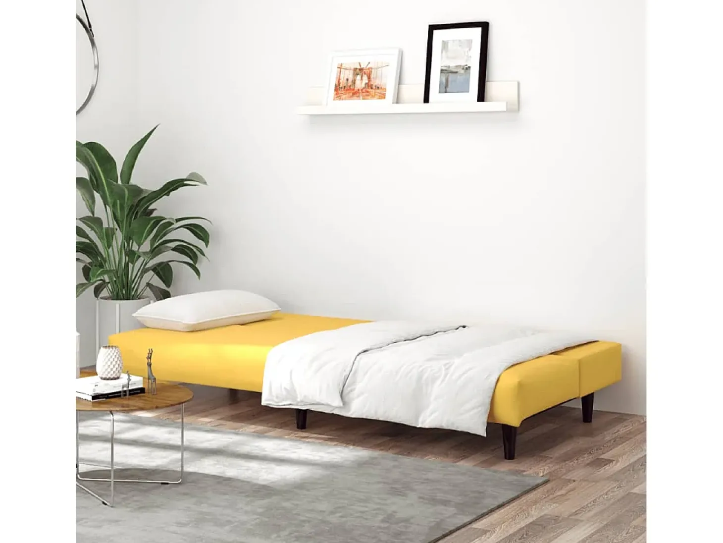 Sofá-cama de 2 lugares veludo amarelo PT267903