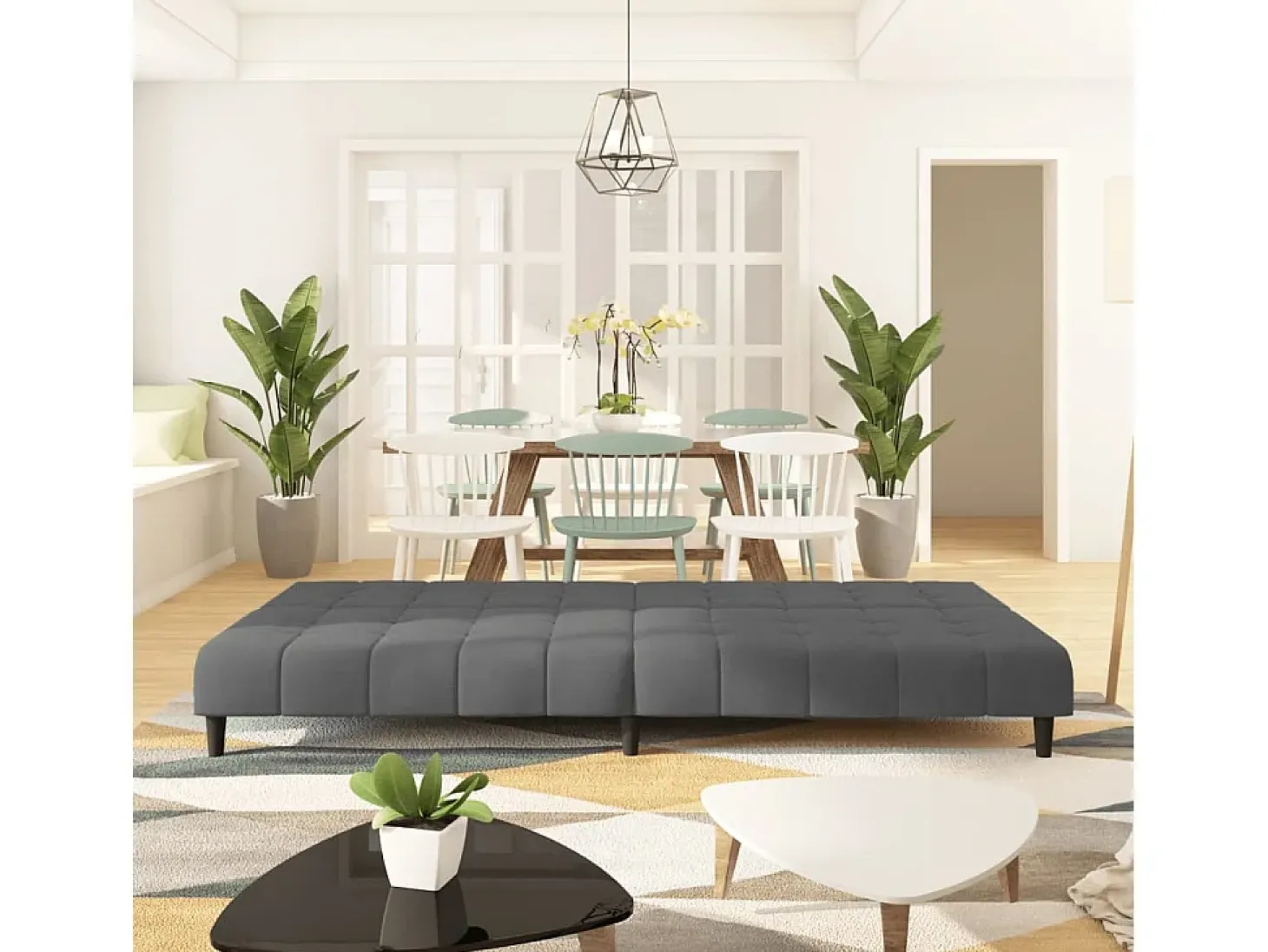 Sofá-cama de 2 lugares veludo cinzento-escuro PT722630