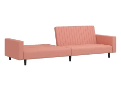 Sofá-cama de 2 lugares veludo rosa PT989431