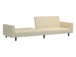 Sofá-cama de 2 lugares veludo cor creme PT981626