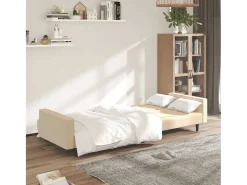Sofá-cama de 2 lugares veludo cor creme PT981626