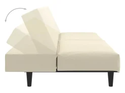 Sofá-cama de 2 lugares veludo cor creme