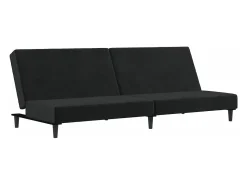 Sofá-cama de 2 lugares veludo preto PT298685