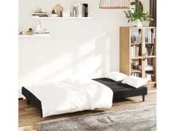 Sofá-cama de 2 lugares veludo preto PT298685