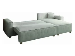 Sofá-Cama de Canto 4 Lugares Veludo Cotelê Bege COSY - Elegante e Versátil