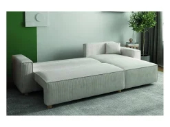 Sofá-Cama de Canto 4 Lugares Veludo Cotelê Bege COSY - Elegante e Versátil