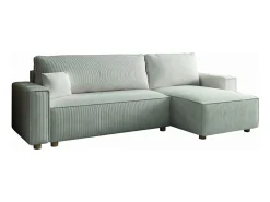 Sofá-Cama de Canto 4 Lugares Veludo Cotelê Bege COSY - Elegante e Versátil