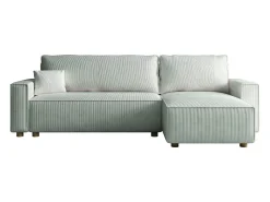 Sofá-Cama de Canto 4 Lugares Veludo Cotelê Bege COSY - Elegante e Versátil