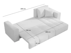 Sofá-cama de canto conversível de 4 lugares em veludo bege BRIGHTON com baú - Estilo contemporâneo, estrutura em madeira maciça