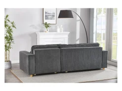 Sofá-Cama de Canto Conversível 4 Lugares Veludo Cotelê Cinza COSY - Design Elegante e Versátil