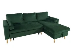 Sofá-cama de canto de 3 lugares JAMES em veludo verde