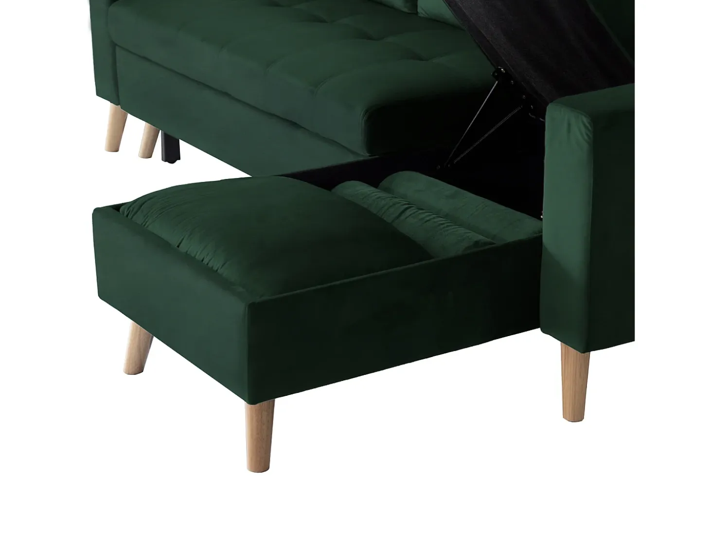 Sofá-cama de canto de 3 lugares JAMES em veludo verde