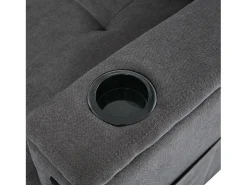 Sofá-cama de canto de 3 lugares com iluminação LED, espaço de arrumação e entradas USB - Tecido cinzento
