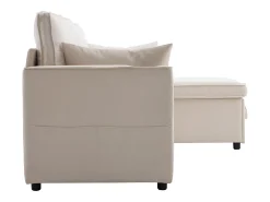 Sofá-cama de canto de 3 lugares com suporte para copos e espaço de arrumação - Tecido de algodão e linho bege