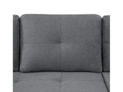 Sofá-cama de canto de 3 lugares em linho cinzento - Com compartimento de arrumação e suporte para copos embutido.