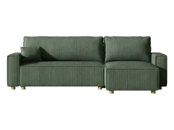 Sofá-Cama de Canto em Veludo Cotelê Verde COSY - Estilo Elegante e Confortável