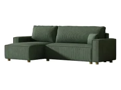 Sofá-Cama de Canto em Veludo Cotelê Verde COSY - Estilo Elegante e Confortável