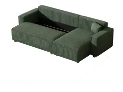 Sofá-Cama de Canto em Veludo Cotelê Verde COSY - Estilo Elegante e Confortável