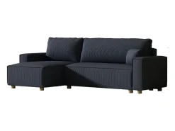 Sofá-Cama de Canto em Veludo Cotelê Azul COSY 4 Lugares